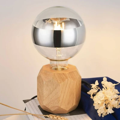 Abbildung von Pauleen 48159 Woody Sparkle Tischleuchte aus Holz skandinavische Tischlampe Würfellampe max25W E27 230V