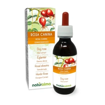 Abbildung von Hunds Rose (Rosa canina) Alkoholfrei knospen Extrakt aus frishen Naturalma Flüssig Tropfen 120 ml Nahrungsergänzungsmittel Veganer