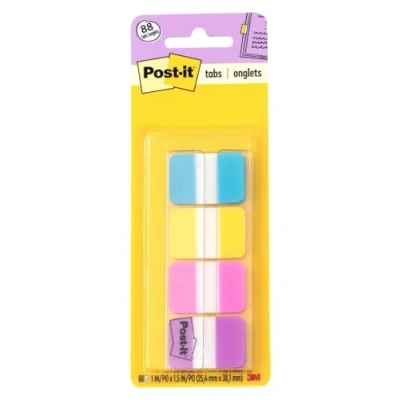 Abbildung von Post it Registern, 1 Zoll Solid, Aqua, Gelb, Pink, Violett, 22/Farbe, 88 pro Dispenser (686 AYPV1IN)