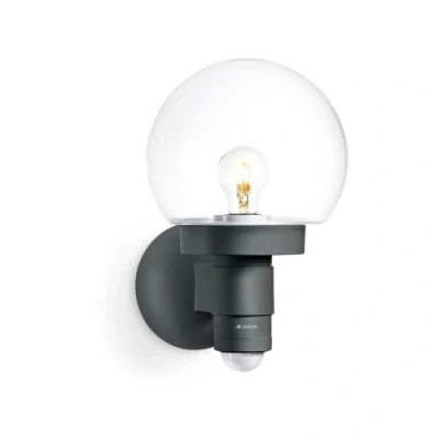 Abbildung von Steinel Sensor Außenwandleuchte L 115 S Anthrazit, 240 Bewegungsmelder, 12 m Reichweite, Grundlicht, Dauerlicht, Softlicht [Energieklasse A++]