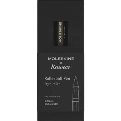 Abbildung von Moleskine x Kaweco Tintenroller, Nachfüllbarer Stift aus ABS Kunststoff für Schriftsteller, Notizenmacher, Mine 0,7 mm mit Schwarzer Tinte, Farbe Schwarz