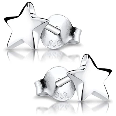 Abbildung von MATERIA Kleine Ohrstecker Stern Silber 925 Damen Mädchen Ohrringe Stecker mit Geschenk Box SO 57