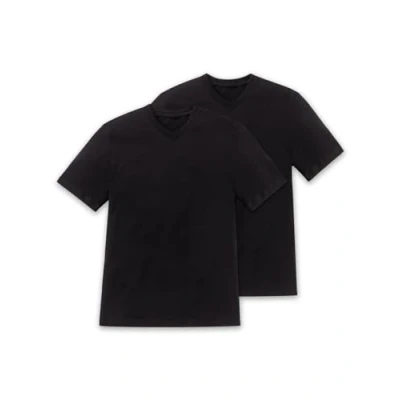 Abbildung von Schiesser American Vneck MPACK:2 Nachtwäsche Shirt, Herren, Größe: Large, Black