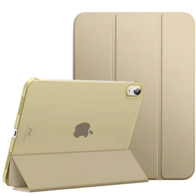 Abbildung von MoKo Hülle für ipad 10. Generation 2022, 10,9 Dünne Leichte PU Leder Tablet mit Auto Schlaf/Aufwach Funktion Transluzente PC Rückseite, Lehm