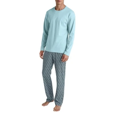 Abbildung von CALIDA Schlafanzug »Relax Streamline 2«, (2 tlg.), Langarm Shirt mit eingefasstem Rundhalsausschnitt
