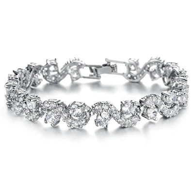 Abbildung von Crystalline Azuria Tennisarmband Armband mit Weiß Grün Blau Zirkonia Kristalle 18 kt Vergoldet für Damen cm