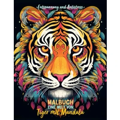 Abbildung von Eine Welt Von Tiger mit Mandala Malbuch Entspannung und Antistress: Malvorlagen, Majestätische Designs für Erwachsene Jugendlich