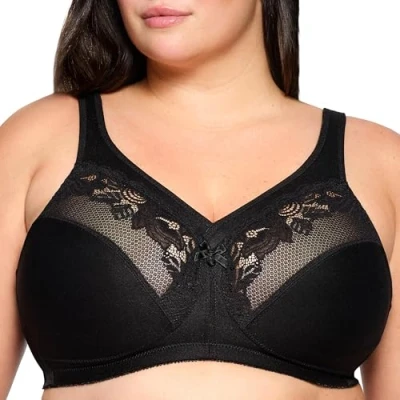 Abbildung von Glamorise Damen MagicLift Minimizer BH Ohne Bügel #1003 Bra, Schwarz, 110E