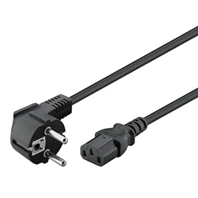 Abbildung von Goobay 68604 Kaltgerätekabel 1,5m / C13 Kaltgerätebuchse &amp; 90 Grad Schutzkontaktstecker Winkelstecker Universelles PC Monitor Stromkabel Netzkabel Schwarz 1,5 m