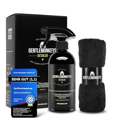 Abbildung von GENTLEMONKEYS Detailer Auto (500ml) inkl. Mikrofasertuch Lackversiegelung, Motorrad &amp; Fahrrad Profi Sprühversiegelung Für Glanz Schutz Detailing Lackschutz alle Lacke geeignet