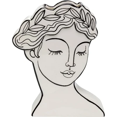 Abbildung von Kare Design Vase Favola Lady, Schwarz/Weiß, Deko Blumenvase, Dolomit, teilweise Handarbeit, 26x21x7 cm (H/B/T)
