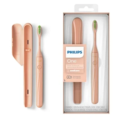 Abbildung von Philips One elektrische Zahnbürste mit USB Ladung, Silber (Modell HY1200/25)