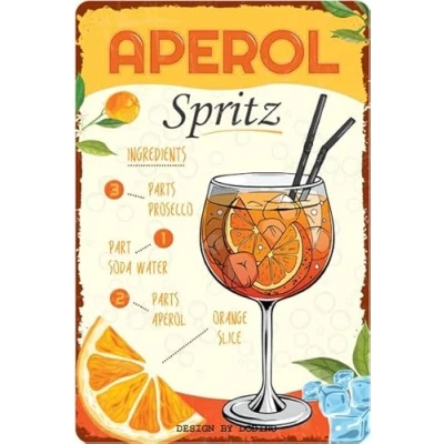 Abbildung von DODINO 20x30cm retro blechschilder APEROL SPRITZ Deko Schild, Bar, Rezept Cocktail Spritz, Sprizz mit