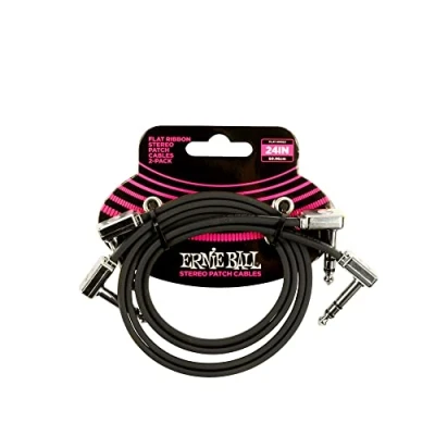 Abbildung von Ernie Ball Flaches Stereo Patchkabel 60,96 cm 2er Pack Schwarz