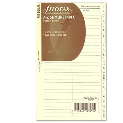 Abbildung von Filofax Telefonindex AZ, cremefarbenes Papier