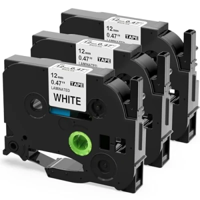 Abbildung von Upwinning TZe 231 12mm Kompatibel mit Brother P touch Bänder Weiß TZ Tape 0.47 TZe231 AZe231 Schriftband für Beschriftungsgerät Ptouch H105 1010 H107 1000 1005 1280 D400 1250