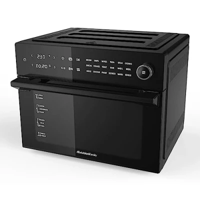 Abbildung von Melchioni Family Heißluftfritteuse mit 30 Liter Kapazität BENEDETTA, Digitales Display, Dual Cook Funktion, Air Fryer 18 Programmen, 230C, Timer 12h, Schwarz