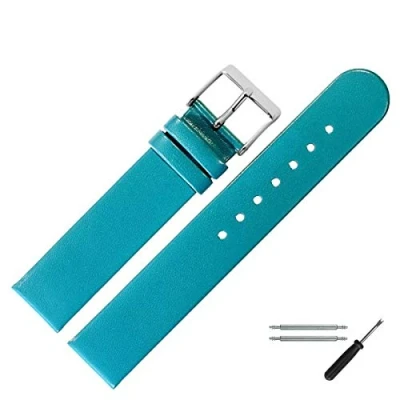 Abbildung von MARBURGER Uhrenarmband 18mm Leder Tuerkis Silber Montage Set 7611859000120