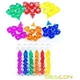 Abbildung von Bescon Mini Durchsichtig 6X7 42pcs Polygonal Würfel Set 10mm 6 Einzigartige Transparente Farben Spielwürfel D&amp;D Dice of 7, Kleine RPG Rollenspiel Polyedrische in Tube