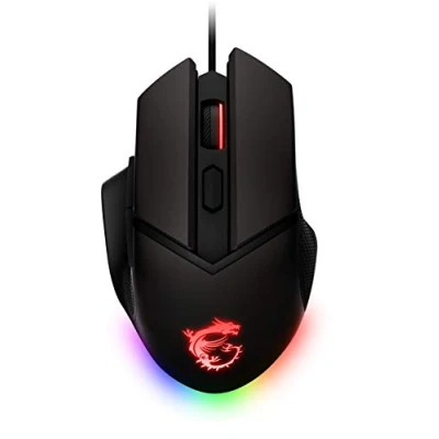 Abbildung von MSI CLUTCH GM20 ELITE Gaming Maus 6.400 DPI Optischer Sensor, rechtshändig, 20Mio+ Click OMRON Switches, 6 Tasten, einstellbares Gewichtssystem, 1ms Latenz, RGB Mystic Light, 98 109g kabelgebunden
