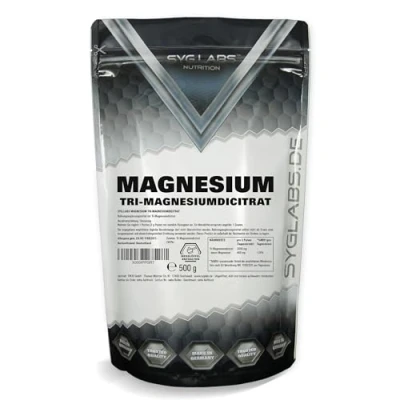 Abbildung von Syglabs Magnesium Citrat Pulver Trimagnesiumdicitrat 500g ohne Füll und Zusatzstoffe vegan Magnesiumcitrat