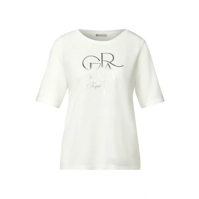 Abbildung von Street One Damen A322706 T Shirt mit Folien Wording, Off White, 34