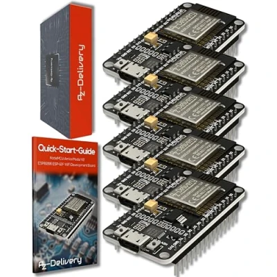 Abbildung von AZDelivery 5 x NodeMCU Amica Modul V2 ESP8266 ESP 12F WiFi Node MCU 8266 Development Board mit CP2102 kompatibel Arduino inklusive Installationsanleitung als E Book