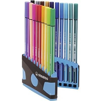 Abbildung von Premium Filzstift STABILO Pen 68 ColorParade 20er Tischset in anthrazit/hellblau mit 20 verschiedenen Farben