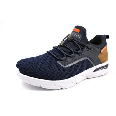 Abbildung von Bugatti Atmungsaktives Turnschuhe Leichtgewichts Mesh Obermaterial Laufschuhe Ultraleichte Sohle Sneaker Elastischen Schnürsystems, Dunkelblau, 45 EU