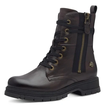 Abbildung von MARCO TOZZI by Guido Maria Kretschmer Damen Stiefeletten zum Schnüren aus Kunstleder mit Reißverschluss, Braun (Mocca), 37 EU