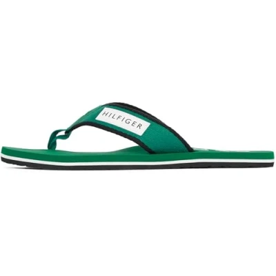 Abbildung von Tommy Hilfiger Herren Flip Flops Patch Beach Sandal mit Logo, Grün (Nouveau Green), 43