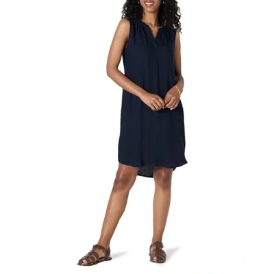 Abbildung von Amazon Essentials Damen Ärmelloses, gewebtes Etuikleid, Marineblau, XXL
