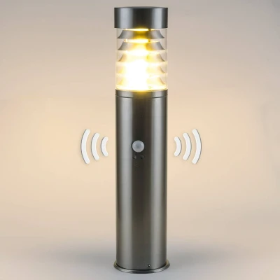 Abbildung von HEITRONIC Sockelleuchte »Saturn«, 1 flammig, Leuchtmittel E27 ohne Leuchtmittel, Stand Poller Außenlampe,360 Lichtaustritt,Edelstahl, +Bewegungsmelder