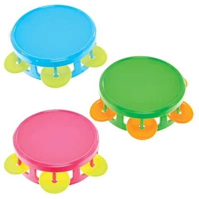 Abbildung von Baker Ross FX876 Mini Tamburine 6er Packung, Kleine Musikspielzeuge für Kinderparty Tüten