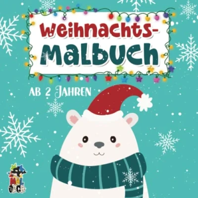 Abbildung von Weihnachtsmalbuch ab 2 Jahren: Kreativität fördern mit dem Kritzelmalbuch zur Weihnachtszeit. 25 Malvorlagen für die Advents und Winterzeit. ... Kinder bis 8 Jahren.