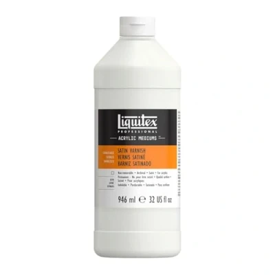 Abbildung von Liquitex 8232 Professional Seidenmatter Firnis für Öl und Acrylfarben, permanent, hochelastisch, universell einsetzbarer Schlussfirnis in Archivqualität 946ml Flasche, Transparent
