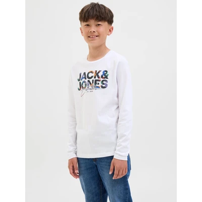 Abbildung von Jack &amp; Jones Junior LOGO Langarmshirt für Kinder, Größe: 176, White