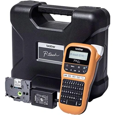Abbildung von Brother PTE110VP Industrielles Beschriftungsgerät inklusive Netzadapter und Transportkoffer (für 3,5 bis 12 mm breite TZe Schriftbänder, Beschriftung von Kabeln Anschlüssen)