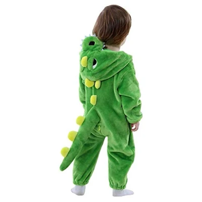 Abbildung von LOLANTA Baby Dinosaurier Drachen Kostüm mit Kapuze, Kinder Flanell Overall, Karneval für Kleinkind(3 4 Jahre,Grün,Tag 110)