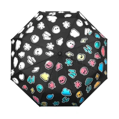Abbildung von Suck UK Regenschirm mit Farbwechsel, Wettermuster, Regenbogen für Kinder, kompakter Regenschirm, winddicht, stark und faltbar, cooler Kinderschirm, Reise Schwarz, S, Modern