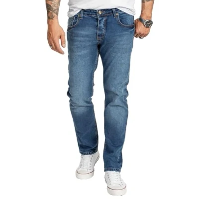 Abbildung von Rock Creek Herren Jeans Regular Fit Stretch Männerhose Herrenjeans Denim Hosen Herrenhose Straight Cut Stonewashed RC 2401 Blau W32 L32