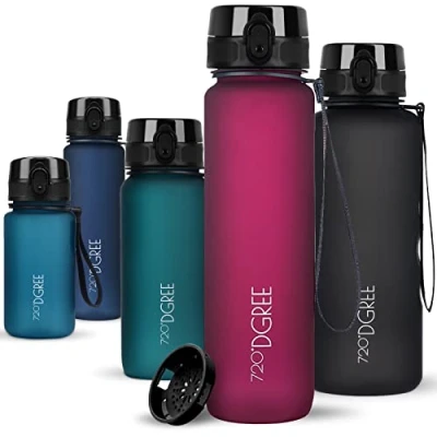 Abbildung von 720DGREE Trinkflasche 1l Sport “uberBottle“ softTouch +Sieb BPA Frei Wasserflasche für Uni, Arbeit, Fitness, Fahrrad, Outdoor, Job Sportflasche aus Tritan Leicht, Stoßfest, Wiederverwendbar