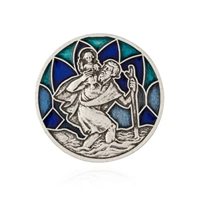 Abbildung von NKlaus 3cm Schutzpatron Christophorus Emailliert Blau Autoplakette Selbstklebend Magnet 11424
