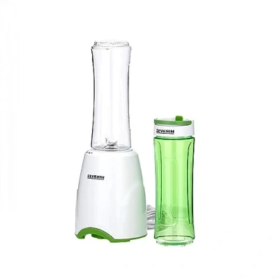 Abbildung von SEVERIN Smoothie Mix &amp; Go, Praktischer Mixer mit zwei verschließbaren Trinkbehältern á 600ml, To Go Behälter, Standmixer, 300 W, weiß grün, SM 3735