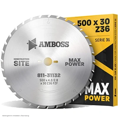 Abbildung von Amboss HM Kreissägeblatt NAGELFEST Ø 500 mm x 4,0 30 für extremen Einsatz auf Baustellen FWF (36 Zähne) Kombinebenlöcher