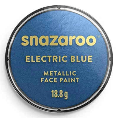 Abbildung von Snazaroo 1118331 Schminkfarbe Metallik Elektrischblau, 18ml Topf hautfreundliche Gesichtschminke auf Wasserbasis, wasservermalbar, parabenfrei, Face &amp; Bodypaint Farbe für Kinder Erwachsene