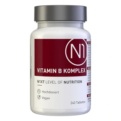 Abbildung von N1 Vitamin B Komplex hochdosiert 240 vegane Tabletten nur 1x tgl. 8 Monats Vorrat alle Vitamine in einer Tablette beste Bioverfügbarkeit