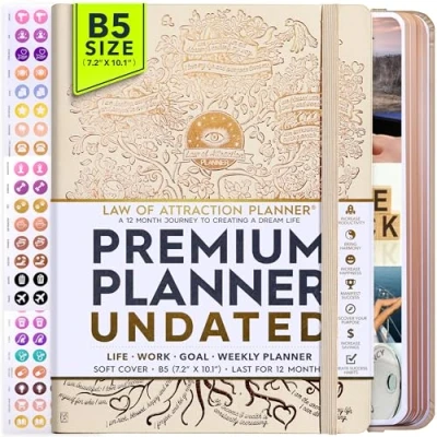 Abbildung von Law of Attraction Life &amp; Goal Planner Lebensplaner Undatierte Deluxe Wochen und Monatsplaner, eine 12 monatige Reise zur Steigerung von Produktivität Glück