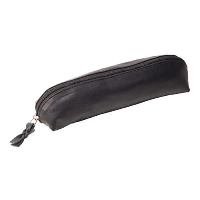 Abbildung von Anders Leder Federmäppchen Stifteetui Lederetui mit Reißverschluss (Schwarz oval)
