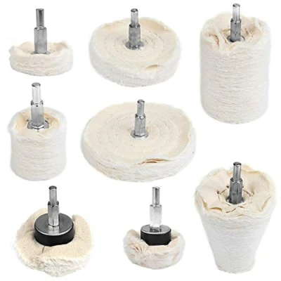 Abbildung von WiMas 8Pcs Polierscheibe aus Baumwolle, Polishing Buffing Pad, Polier Wheel Für Manifold Edelstahl Chrom Aluminium Schmuck Holz usw
